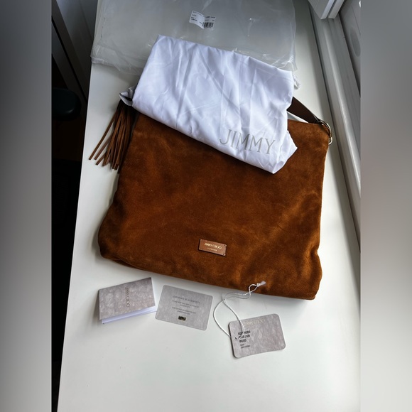 Jimmy Choo Soft Hobo Suede Handbag Wood - Picture 13 of 16